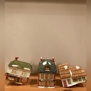 Clip-On Christmas Carol Cottages Scrooge Marley, Fezziwig, Bob Cratchit Set Of 3